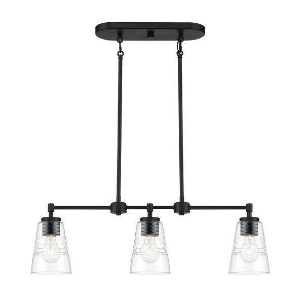 Designers Fountain Ingo 60 Watt 3 Light Matte Black Pendant with Clear Ribbed Glass Shade D230M-IS-MB - main